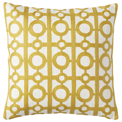 west elm Crewel Circle Lattice Cushion Yellow